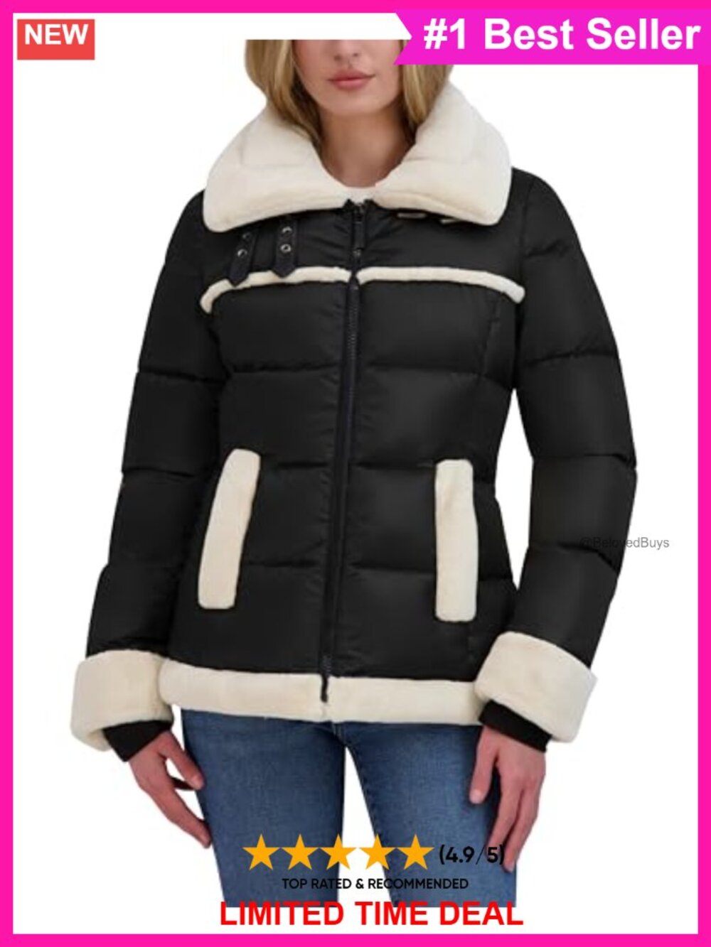 Satin Puffer Jacket with Faux Fur Trim Hooded Quilted Zip Long Sleeve